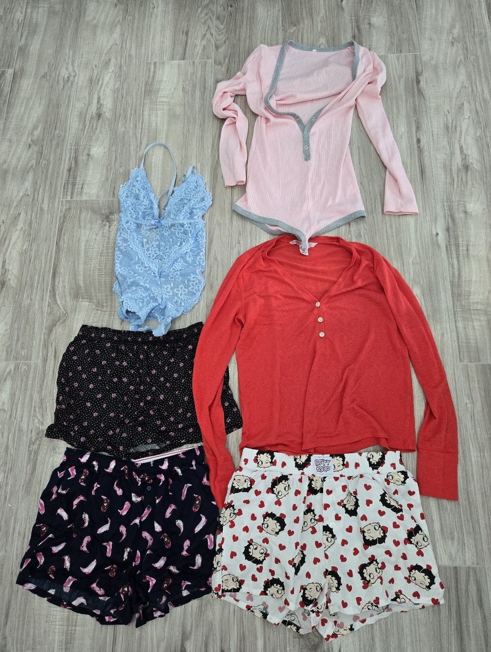 PINK Victoria's Secret Navy and Pink Floral Lounge Top